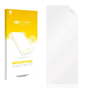 Face avant d’un emballage produit avec le logo de la marque upscreen. À côté se trouve la protection d’écran correspondante.