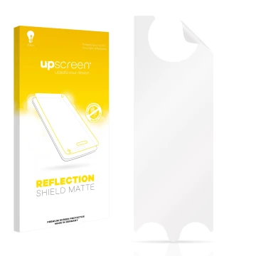 Face avant d’un emballage produit avec le logo de la marque upscreen. À côté se trouve la protection d’écran correspondante.