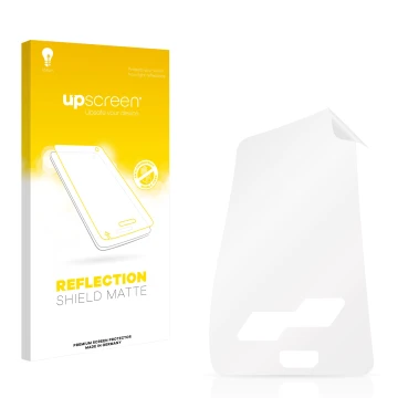 Face avant d’un emballage produit avec le logo de la marque upscreen. À côté se trouve la protection d’écran correspondante.