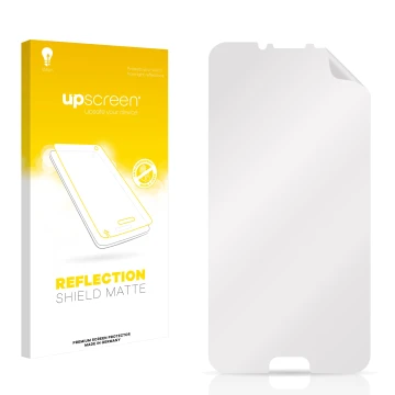 Face avant d’un emballage produit avec le logo de la marque upscreen. À côté se trouve la protection d’écran correspondante.