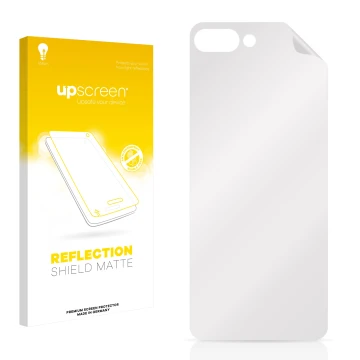 Face avant d’un emballage produit avec le logo de la marque upscreen. À côté se trouve la protection d’écran correspondante.