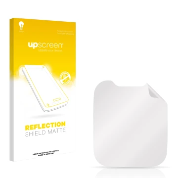 Face avant d’un emballage produit avec le logo de la marque upscreen. À côté se trouve la protection d’écran correspondante.