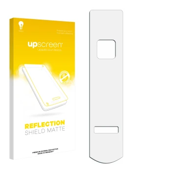 Face avant d’un emballage produit avec le logo de la marque upscreen. À côté se trouve la protection d’écran correspondante.