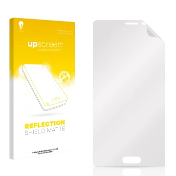 Face avant d’un emballage produit avec le logo de la marque upscreen. À côté se trouve la protection d’écran correspondante.