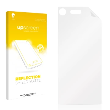 Face avant d’un emballage produit avec le logo de la marque upscreen. À côté se trouve la protection d’écran correspondante.