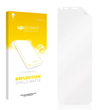 Face avant d’un emballage produit avec le logo de la marque upscreen. À côté se trouve la protection d’écran correspondante.
