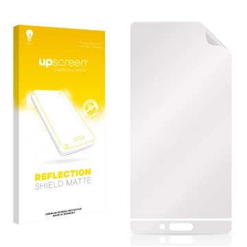 Face avant d’un emballage produit avec le logo de la marque upscreen. À côté se trouve la protection d’écran correspondante.