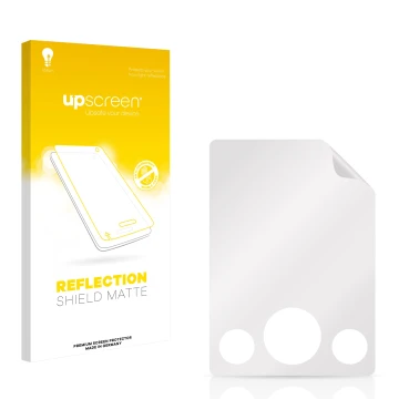 Face avant d’un emballage produit avec le logo de la marque upscreen. À côté se trouve la protection d’écran correspondante.