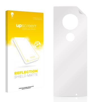 Face avant d’un emballage produit avec le logo de la marque upscreen. À côté se trouve la protection d’écran correspondante.