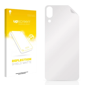 Face avant d’un emballage produit avec le logo de la marque upscreen. À côté se trouve la protection d’écran correspondante.