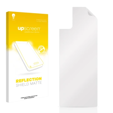 Face avant d’un emballage produit avec le logo de la marque upscreen. À côté se trouve la protection d’écran correspondante.