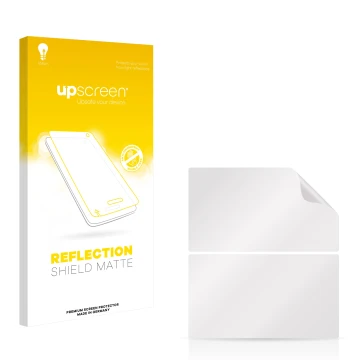 Face avant d’un emballage produit avec le logo de la marque upscreen. À côté se trouve la protection d’écran correspondante.