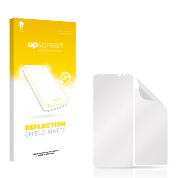 Face avant d’un emballage produit avec le logo de la marque upscreen. À côté se trouve la protection d’écran correspondante.