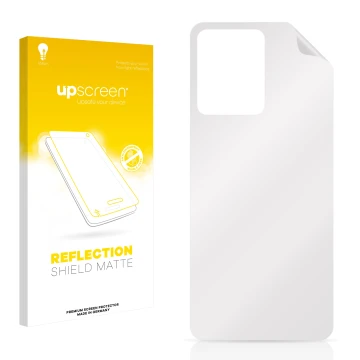 Face avant d’un emballage produit avec le logo de la marque upscreen. À côté se trouve la protection d’écran correspondante.