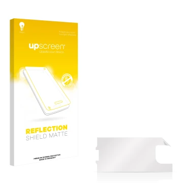 Face avant d’un emballage produit avec le logo de la marque upscreen. À côté se trouve la protection d’écran correspondante.