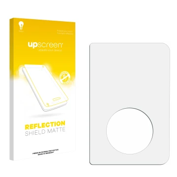 Face avant d’un emballage produit avec le logo de la marque upscreen. À côté se trouve la protection d’écran correspondante.