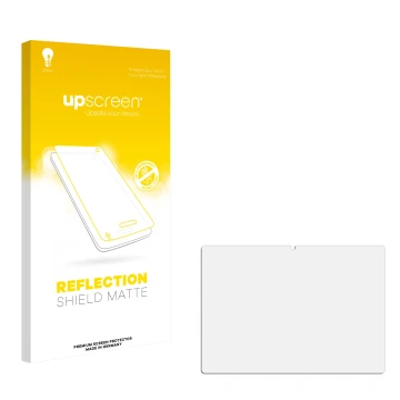 Face avant d’un emballage produit avec le logo de la marque upscreen. À côté se trouve la protection d’écran correspondante.