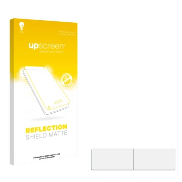 Face avant d’un emballage produit avec le logo de la marque upscreen. À côté se trouve la protection d’écran correspondante.