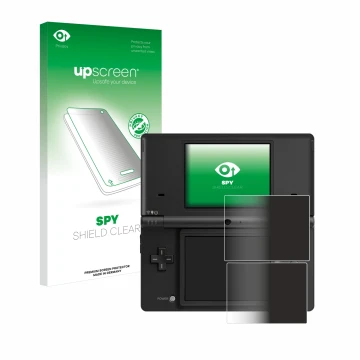 Face avant d’un emballage produit avec le logo de la marque upscreen. À côté, l’appareil Nintendo DSi est représenté avec la p