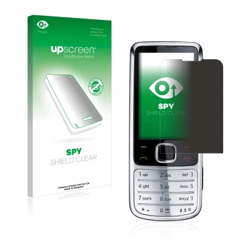 Face avant d’un emballage produit avec le logo de la marque upscreen. À côté, l’appareil Nokia 6700 classic est représenté ave