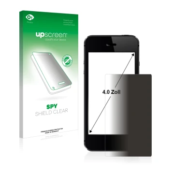 Face avant d’un emballage produit avec le logo de la marque upscreen. À côté, l’appareil est représenté avec la protection d’é