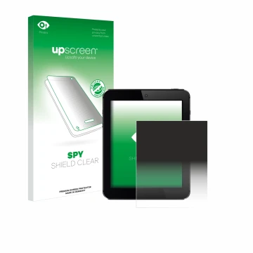 Face avant d’un emballage produit avec le logo de la marque upscreen. À côté, l’appareil est représenté avec la protection d’é