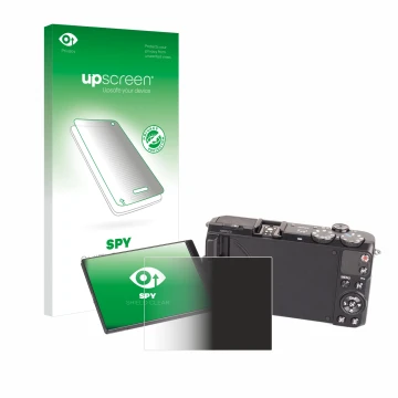 Face avant d’un emballage produit avec le logo de la marque upscreen. À côté, l’appareil Samsung EX2F est représenté avec la p