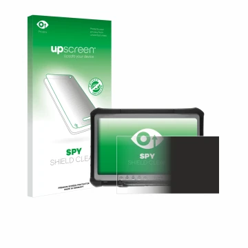 Face avant d’un emballage produit avec le logo de la marque upscreen. À côté, l’appareil Panasonic Toughbook CF-D1 est représe