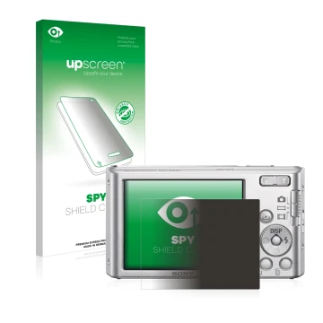 Face avant d’un emballage produit avec le logo de la marque upscreen. À côté, l’appareil Sony Cyber-Shot DSC-W830 est représen