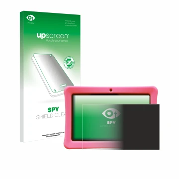 Face avant d’un emballage produit avec le logo de la marque upscreen. À côté, l’appareil Contixo Kids 7