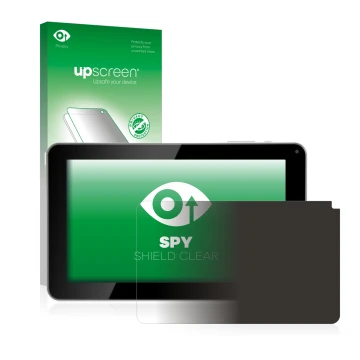 Face avant d’un emballage produit avec le logo de la marque upscreen. À côté, l’appareil Kliver Klipad 9