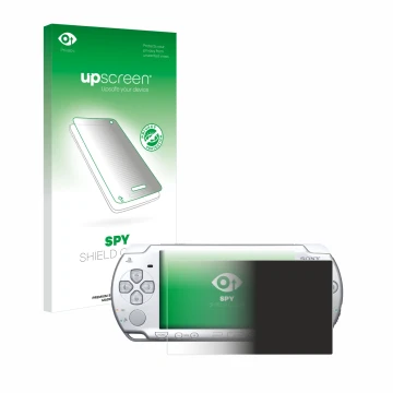 Face avant d’un emballage produit avec le logo de la marque upscreen. À côté, l’appareil Sony PSP 2004 est représenté avec la 