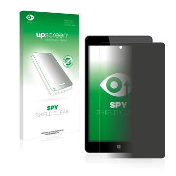 Face avant d’un emballage produit avec le logo de la marque upscreen. À côté, l’appareil Linx 8 est représenté avec la protect