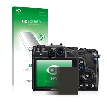 Face avant d’un emballage produit avec le logo de la marque upscreen. À côté, l’appareil Nikon Coolpix S7000 est représenté av