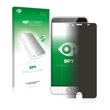 Face avant d’un emballage produit avec le logo de la marque upscreen. À côté, l’appareil Ulefone Be Touch 2 est représenté ave