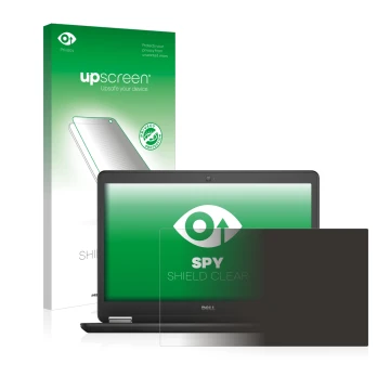 Face avant d’un emballage produit avec le logo de la marque upscreen. À côté, l’appareil Dell Latitude 14 E7450 Non-Touch est 
