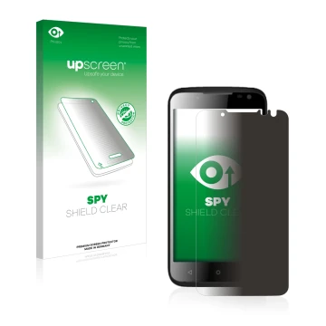 Face avant d’un emballage produit avec le logo de la marque upscreen. À côté, l’appareil Yezz Andy 4.5EL est représenté avec l