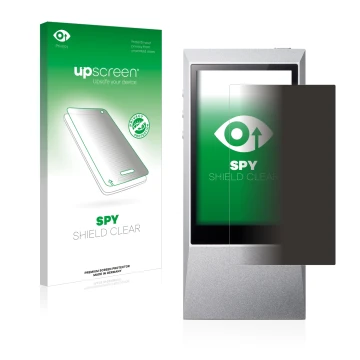 Face avant d’un emballage produit avec le logo de la marque upscreen. À côté, l’appareil Astell&Kern AK Jr est représenté avec