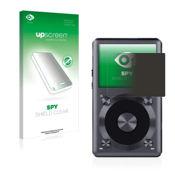 Face avant d’un emballage produit avec le logo de la marque upscreen. À côté, l’appareil FiiO X3 II est représenté avec la pro
