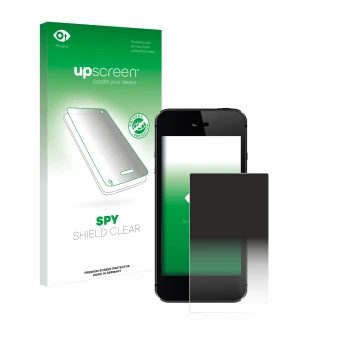 Face avant d’un emballage produit avec le logo de la marque upscreen. À côté, l’appareil est représenté avec la protection d’é