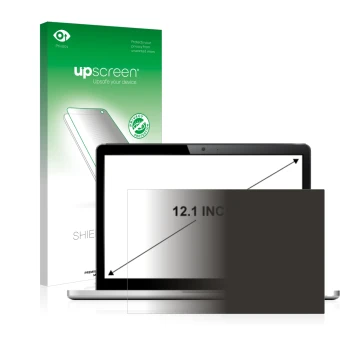 Face avant d’un emballage produit avec le logo de la marque upscreen. À côté, l’appareil est représenté avec la protection d’é