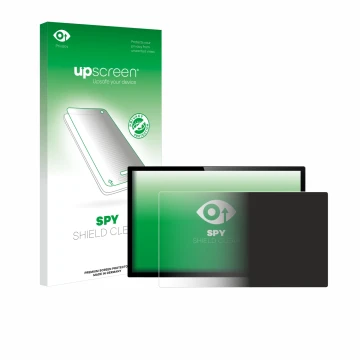 Face avant d’un emballage produit avec le logo de la marque upscreen. À côté, l’appareil est représenté avec la protection d’é