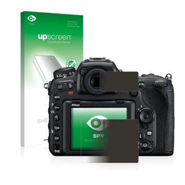 Face avant d’un emballage produit avec le logo de la marque upscreen. À côté, l’appareil Nikon D500 est représenté avec la pro