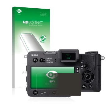 Face avant d’un emballage produit avec le logo de la marque upscreen. À côté, l’appareil Sigma SD Quattro est représenté avec 