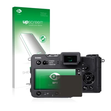 Face avant d’un emballage produit avec le logo de la marque upscreen. À côté, l’appareil Sigma SD Quattro H est représenté ave