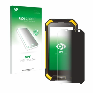 Face avant d’un emballage produit avec le logo de la marque upscreen. À côté, l’appareil Blackview BV6000 est représenté avec 