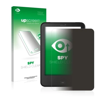 Face avant d’un emballage produit avec le logo de la marque upscreen. À côté, l’appareil Tolino Vision 4 HD est représenté ave