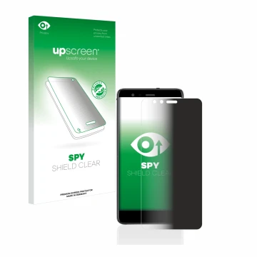 Face avant d’un emballage produit avec le logo de la marque upscreen. À côté, l’appareil Huawei P10 Lite est représenté avec l