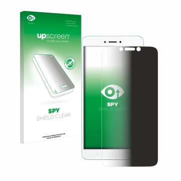 Face avant d’un emballage produit avec le logo de la marque upscreen. À côté, l’appareil Xiaomi Redmi 4X est représenté avec l