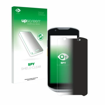 Face avant d’un emballage produit avec le logo de la marque upscreen. À côté, l’appareil Zebra TC56 est représenté avec la pro